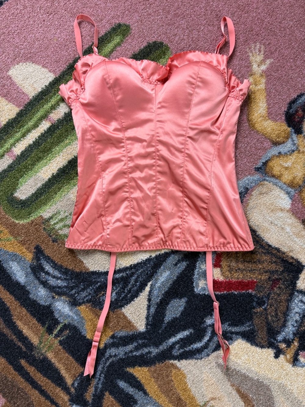 CORSET LINGERIE TOP SATIN PEACH
